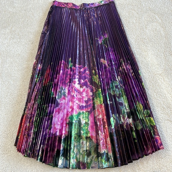 Anthropologie Delfi Accordion Floral Print Shimmer Midi Skirt-NWT!! - Picture 10 of 11